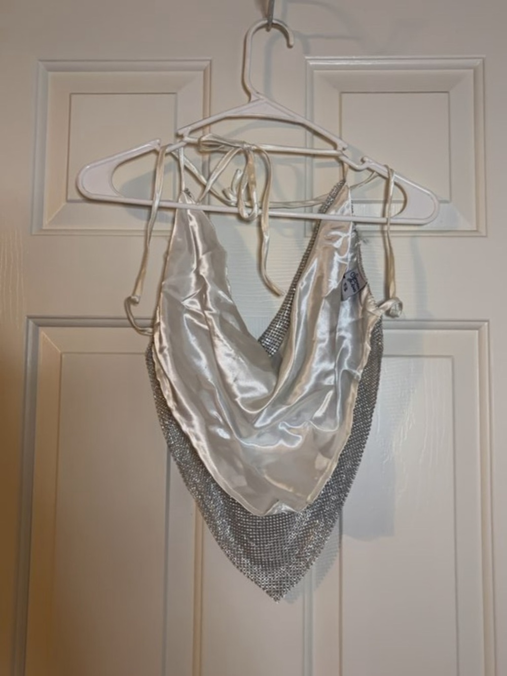 Silver Sequin Crop Top - Picture 2 of 3